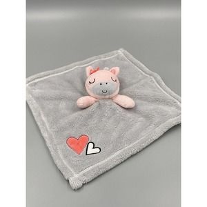 Baby Gear Pink Gray Cow Hippo Giraffe Lovey Plush Security Blanket W/ Hearts
